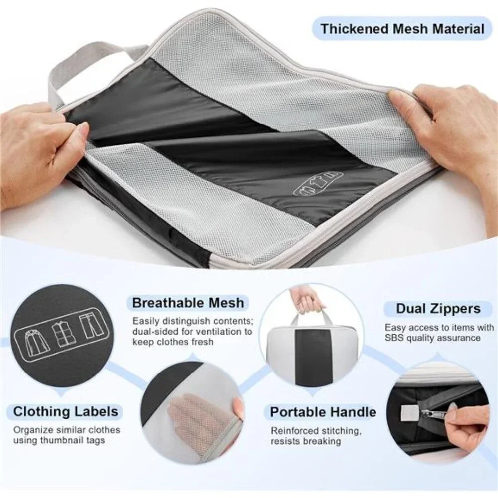 10 Set Compression Packing Cubes for Travel Essentials,Compressible Expandable